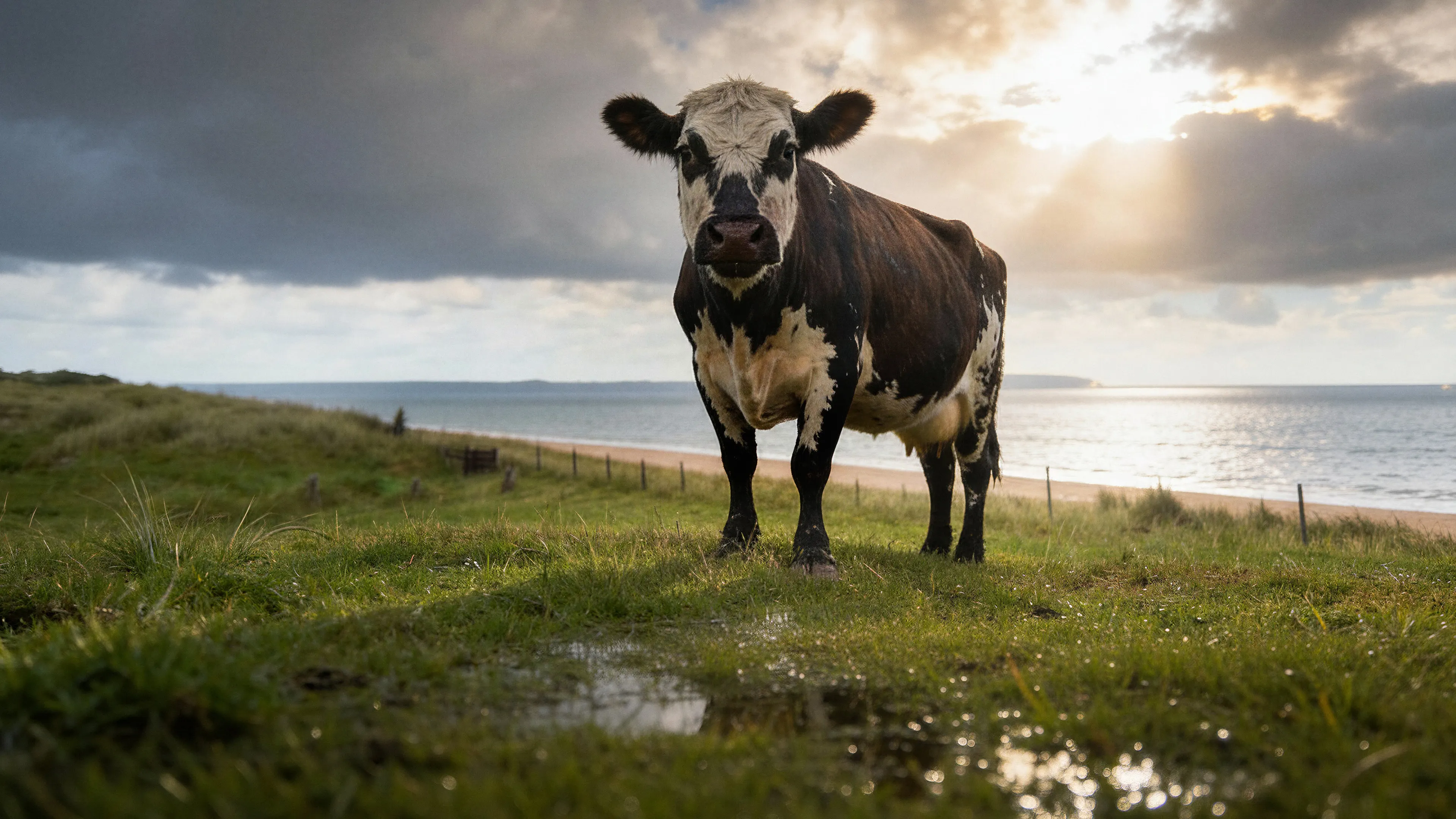 Vache Isigny Sainte-Mère en bord de mer